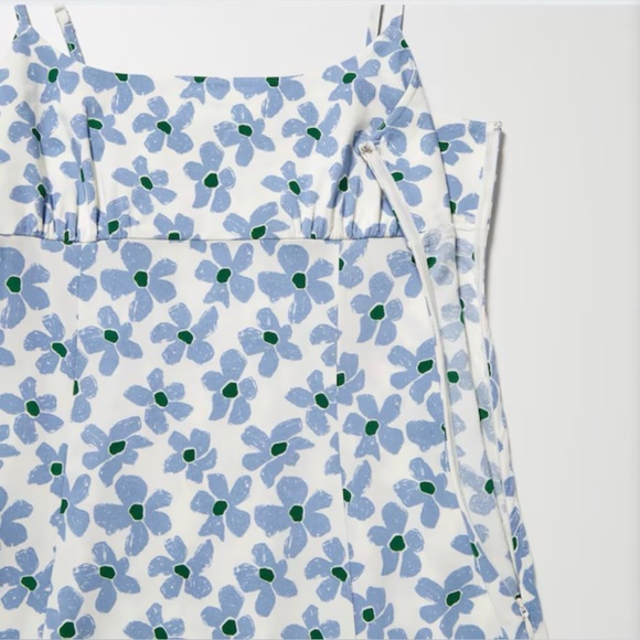 Uniqlo feminine cottagecore Blue Floral Midi camisole slip Dress - Picture 2 of 7